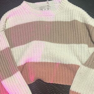 Sincerely Jules Striped Sweater - Cream, Tan, Pink